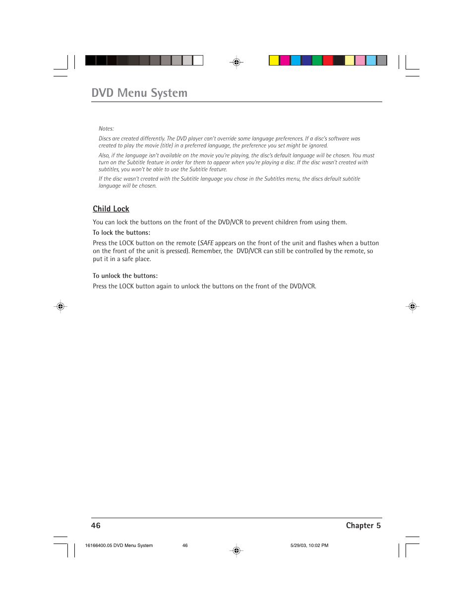 Dvd menu system | RCA DVD/VCR User Manual | Page 50 / 68