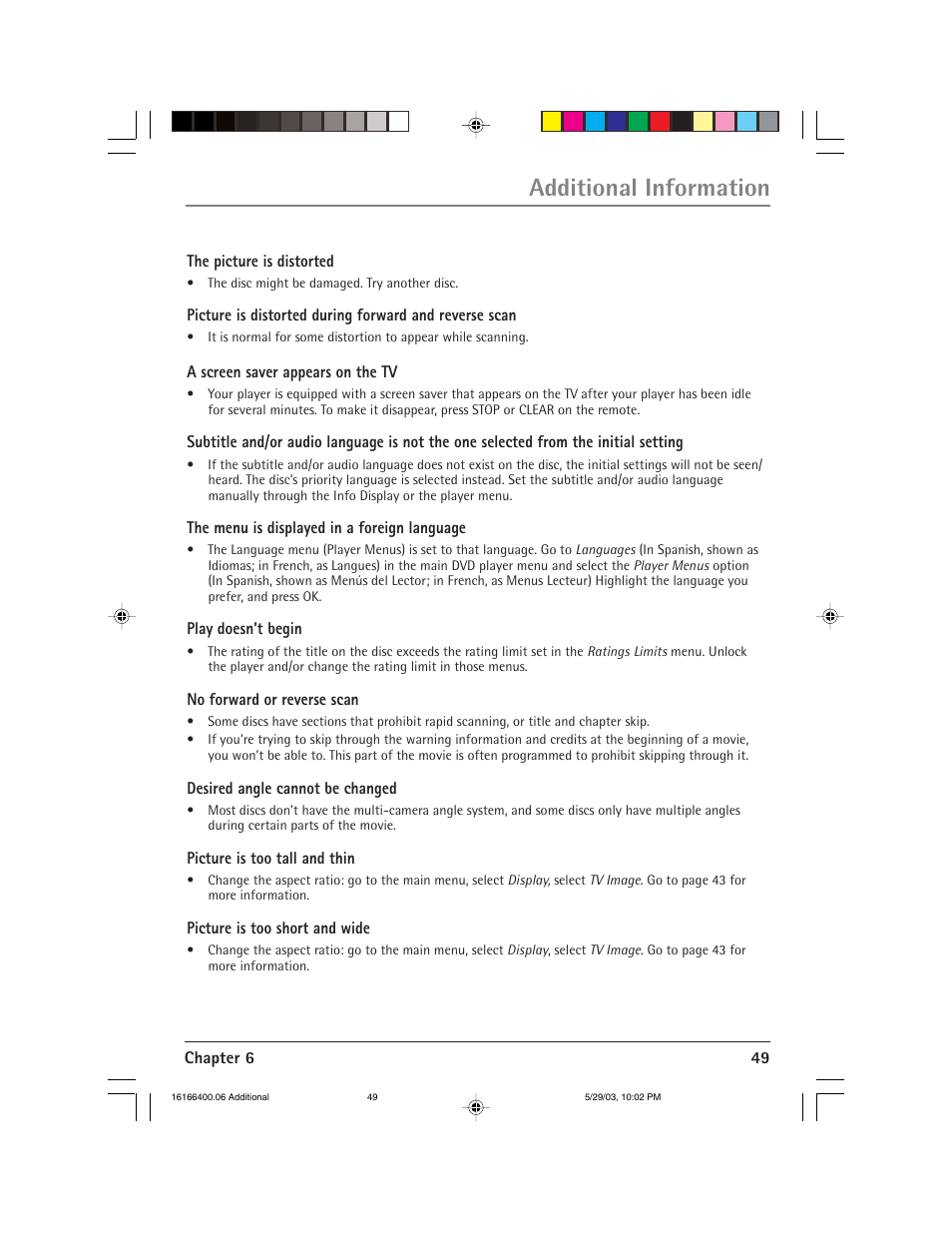 Additional information | RCA DVD/VCR User Manual | Page 53 / 68