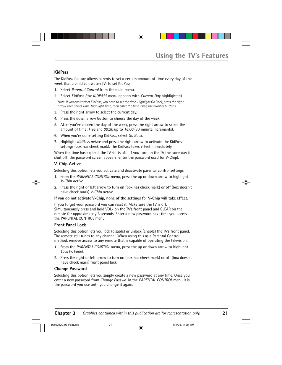 Using the tv’s features | RCA 20F410T User Manual | Page 23 / 32