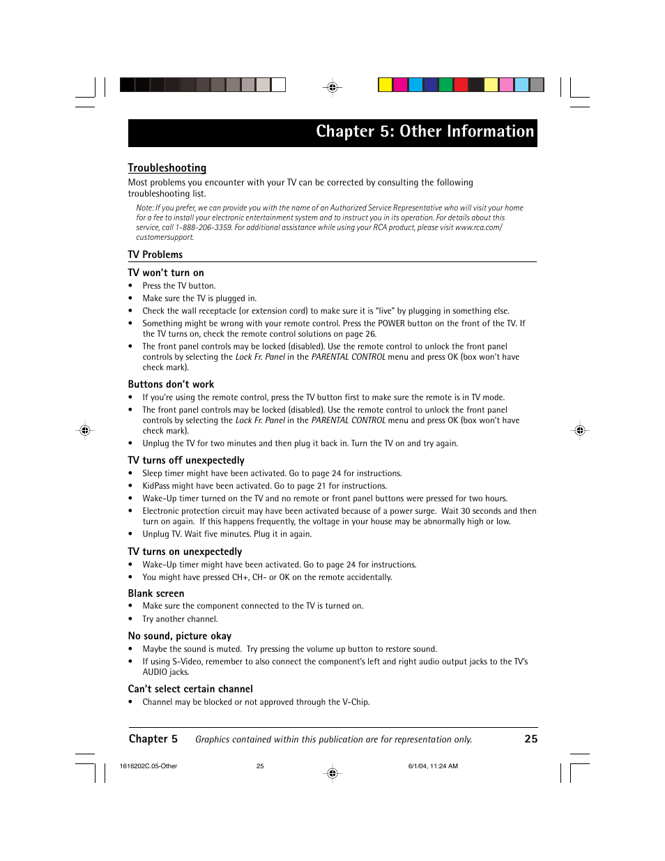 Chapter 5: other information | RCA 20F410T User Manual | Page 27 / 32