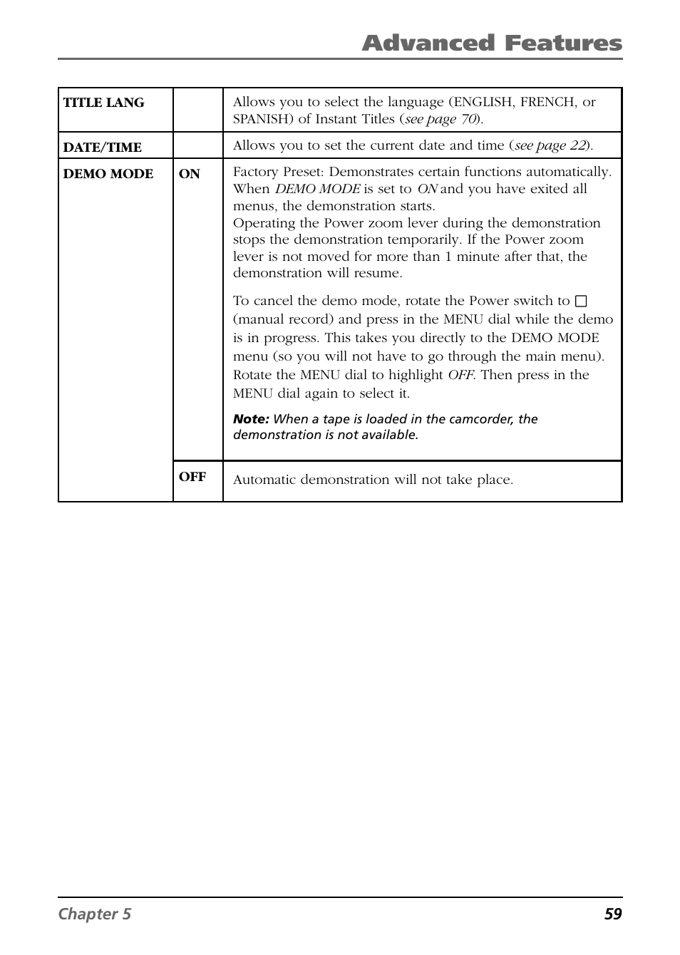 Advanced features | RCA CC6254 User Manual | Page 61 / 104