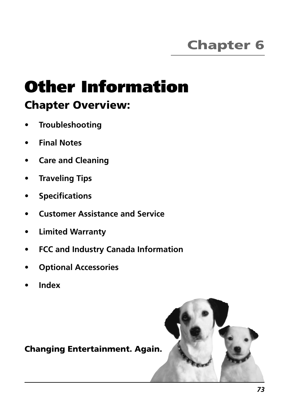 Other information, Chapter 6, Chapter overview | RCA CC6254 User Manual | Page 75 / 104