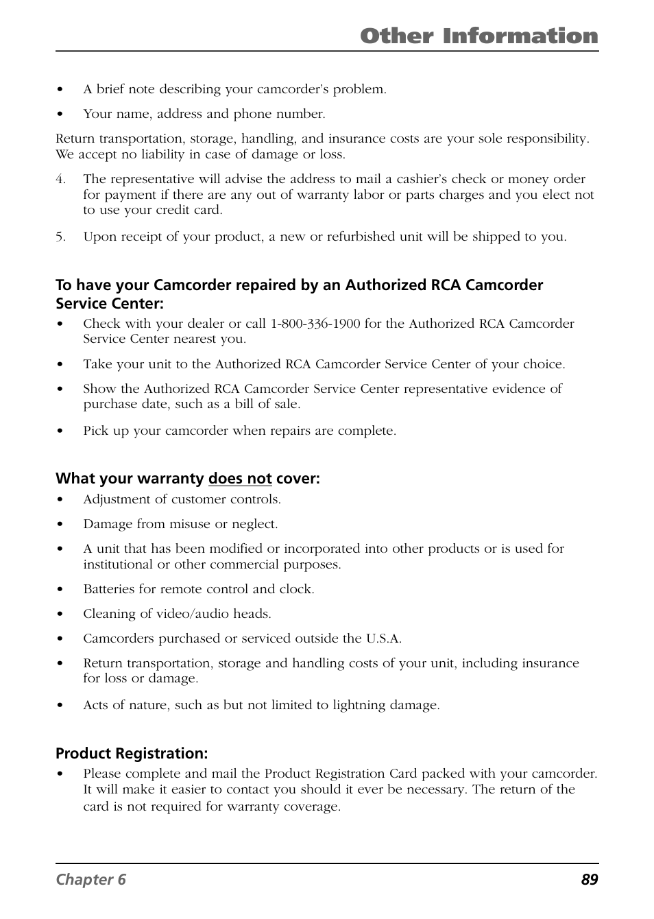 Other information | RCA CC6254 User Manual | Page 91 / 104