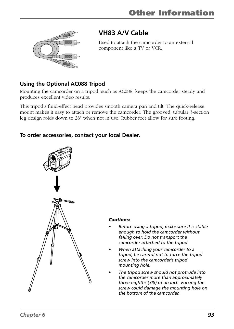 Other information, Vh83 a/v cable | RCA CC6254 User Manual | Page 95 / 104
