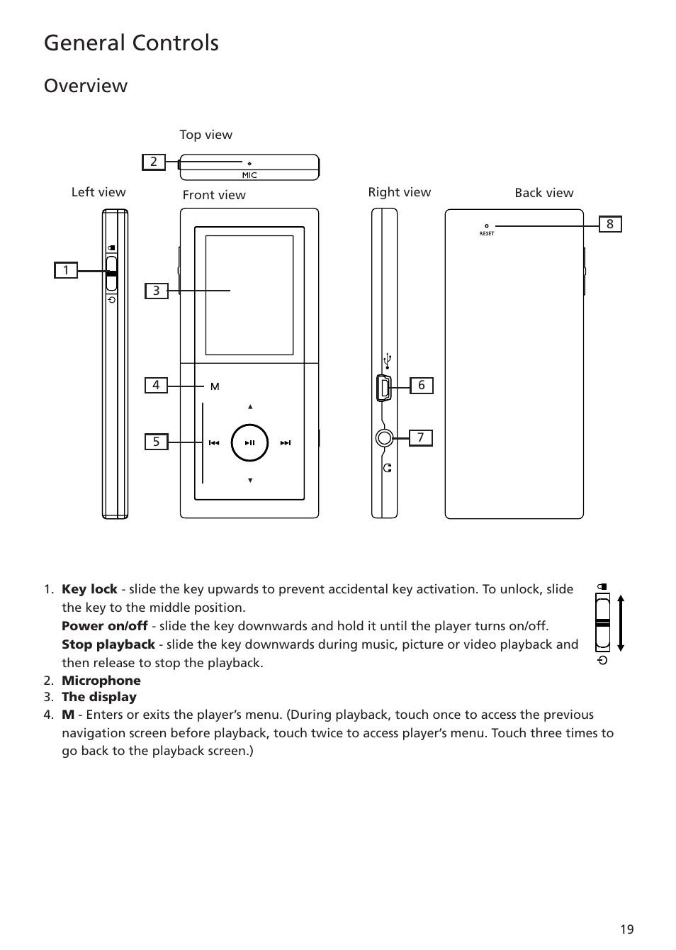 Overview, General controls | RCA MC5102 MC5104 User Manual | Page 19 / 45