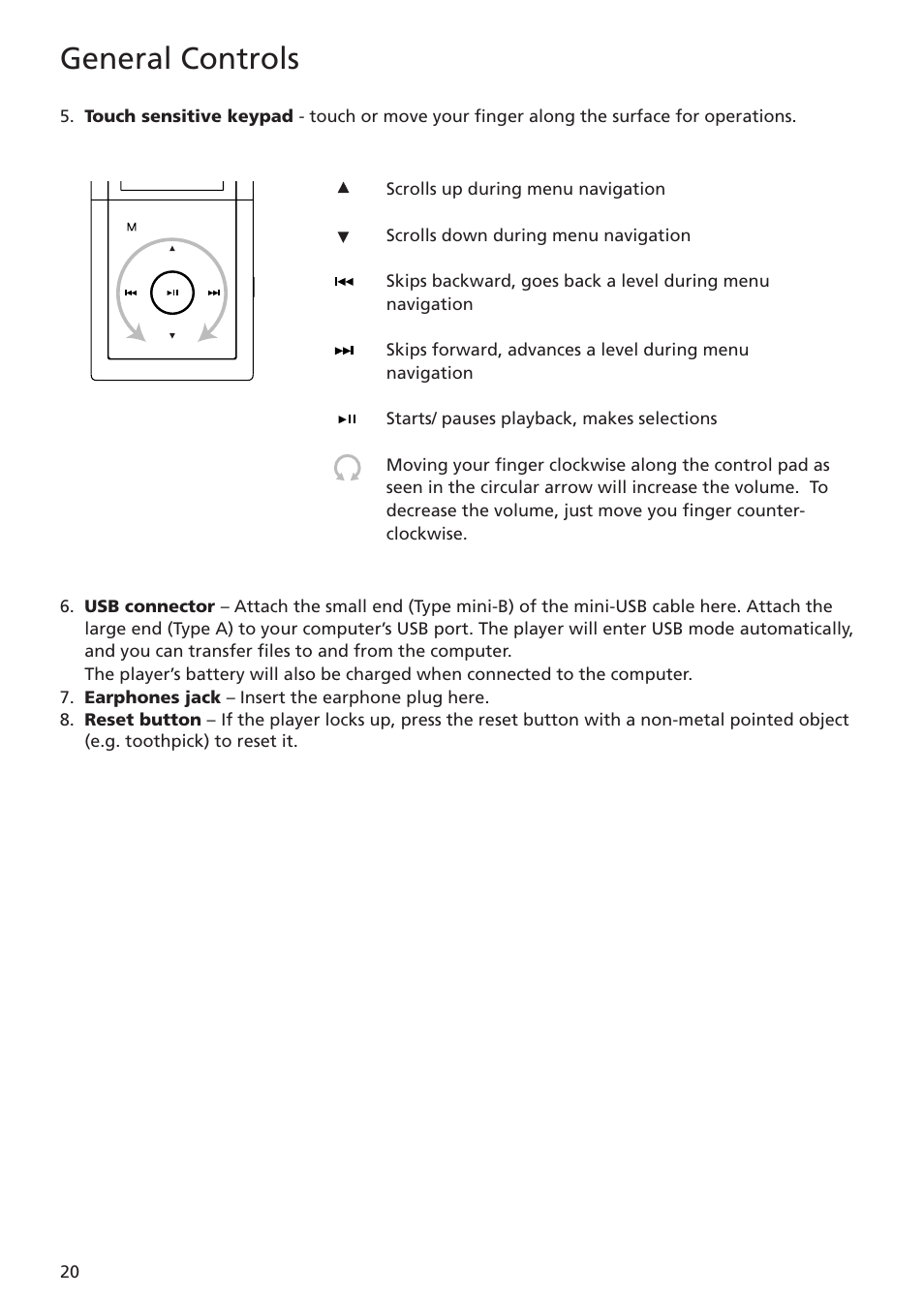 General controls | RCA MC5102 MC5104 User Manual | Page 20 / 45