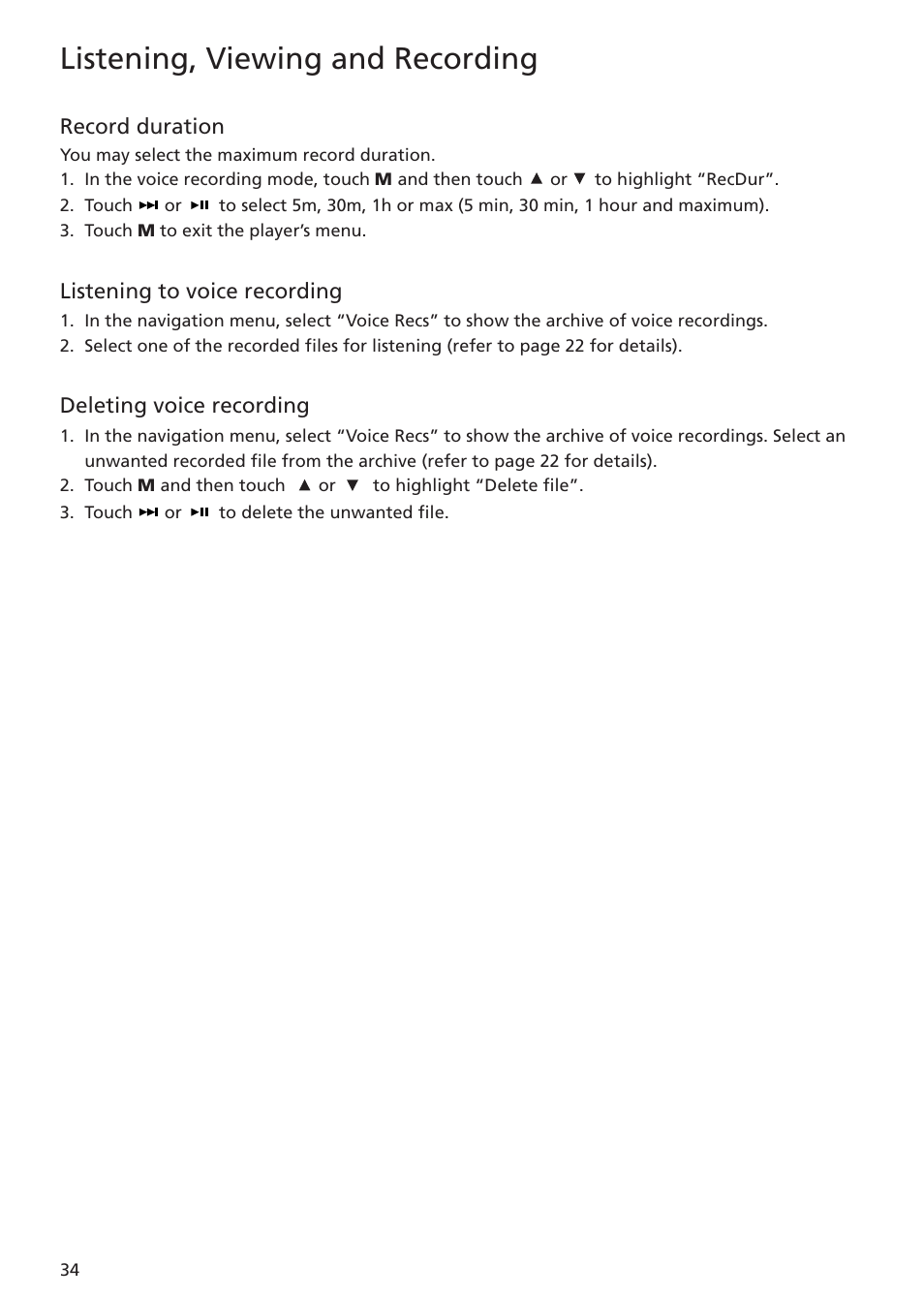 Listening, viewing and recording | RCA MC5102 MC5104 User Manual | Page 34 / 45