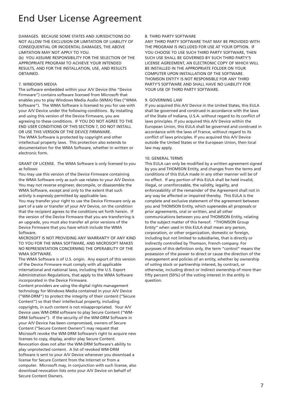 End user license agreement | RCA MC5102 MC5104 User Manual | Page 7 / 45