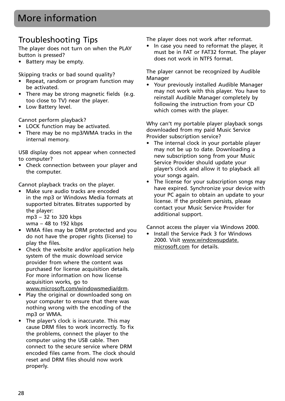 More information, Troubleshooting tips | RCA SC2001 User Manual | Page 28 / 32