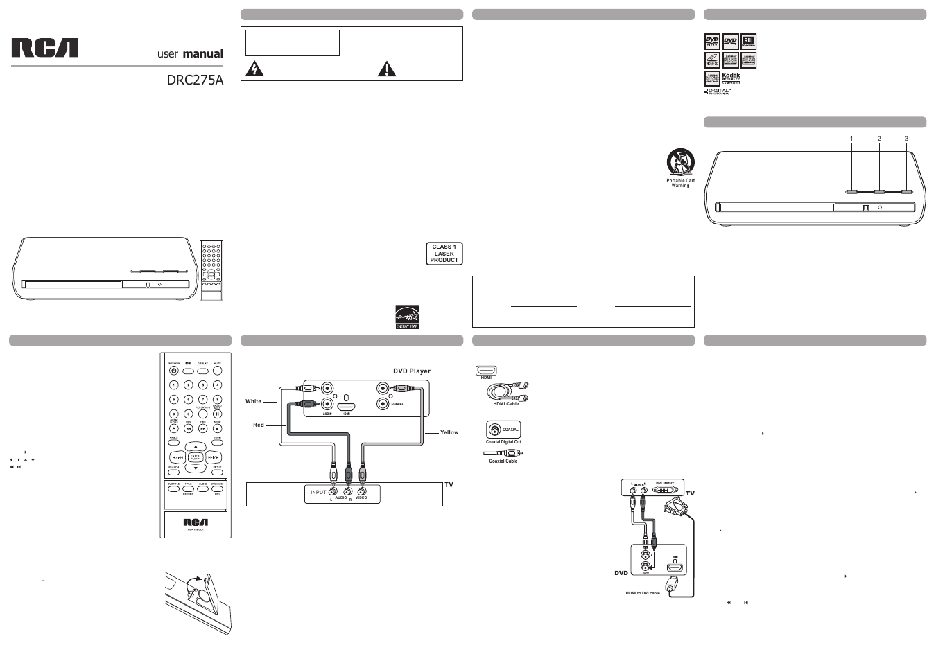 RCA DRC275A User Manual | 2 pages