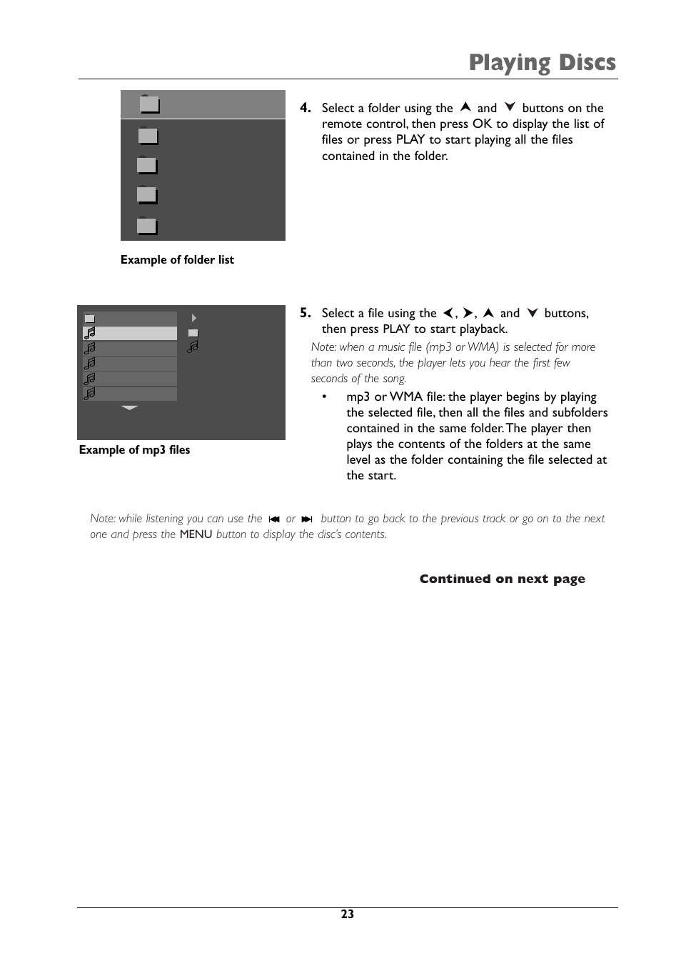Playing discs | RCA DRC105N User Manual | Page 23 / 40