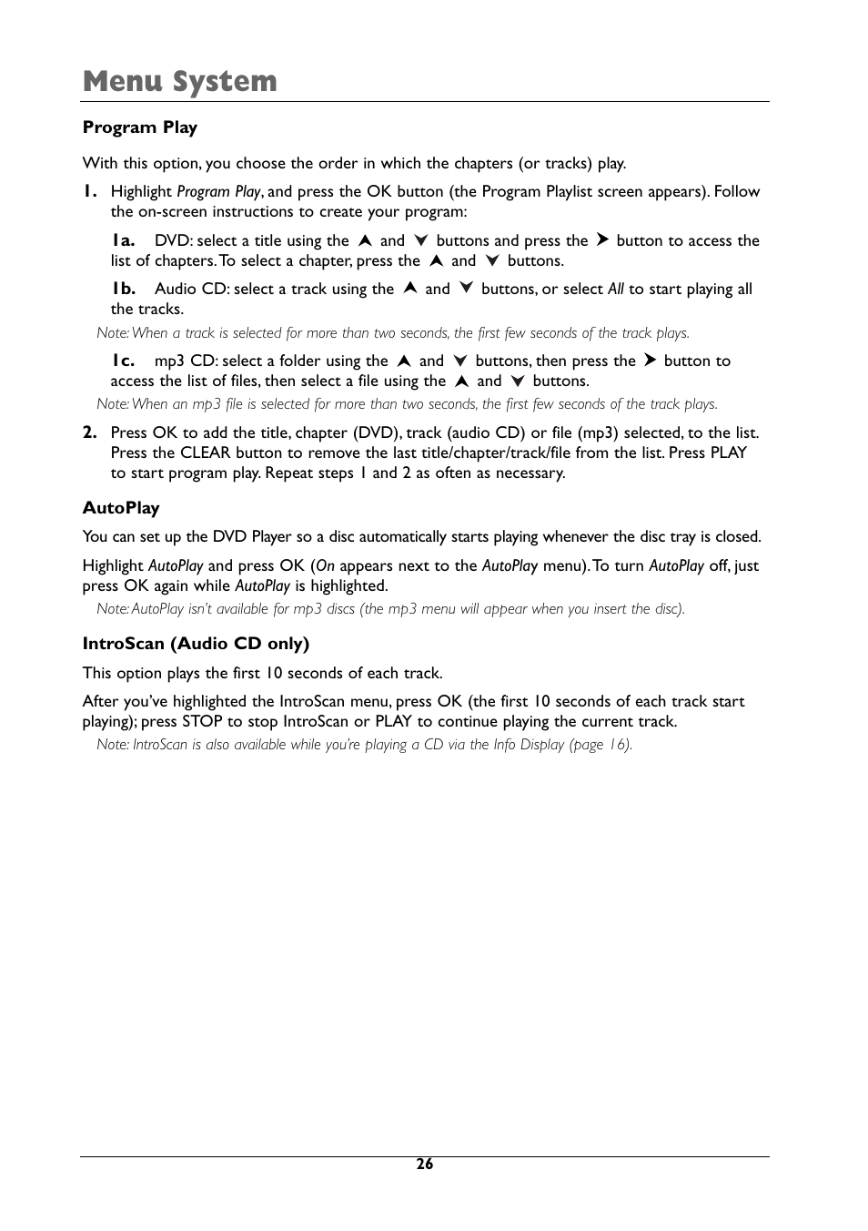 Menu system | RCA DRC105N User Manual | Page 26 / 40
