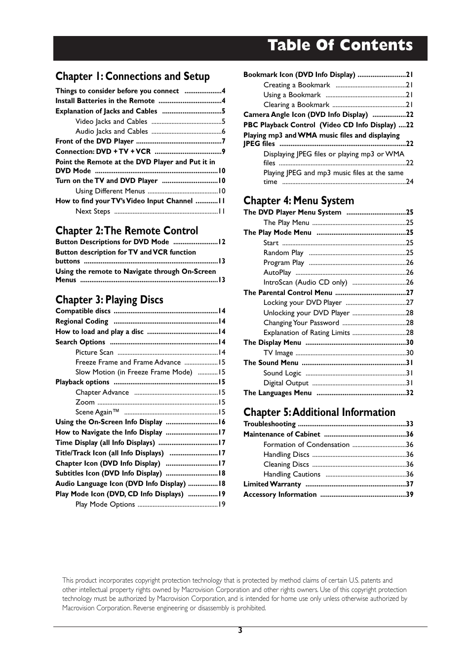 RCA DRC105N User Manual | Page 3 / 40