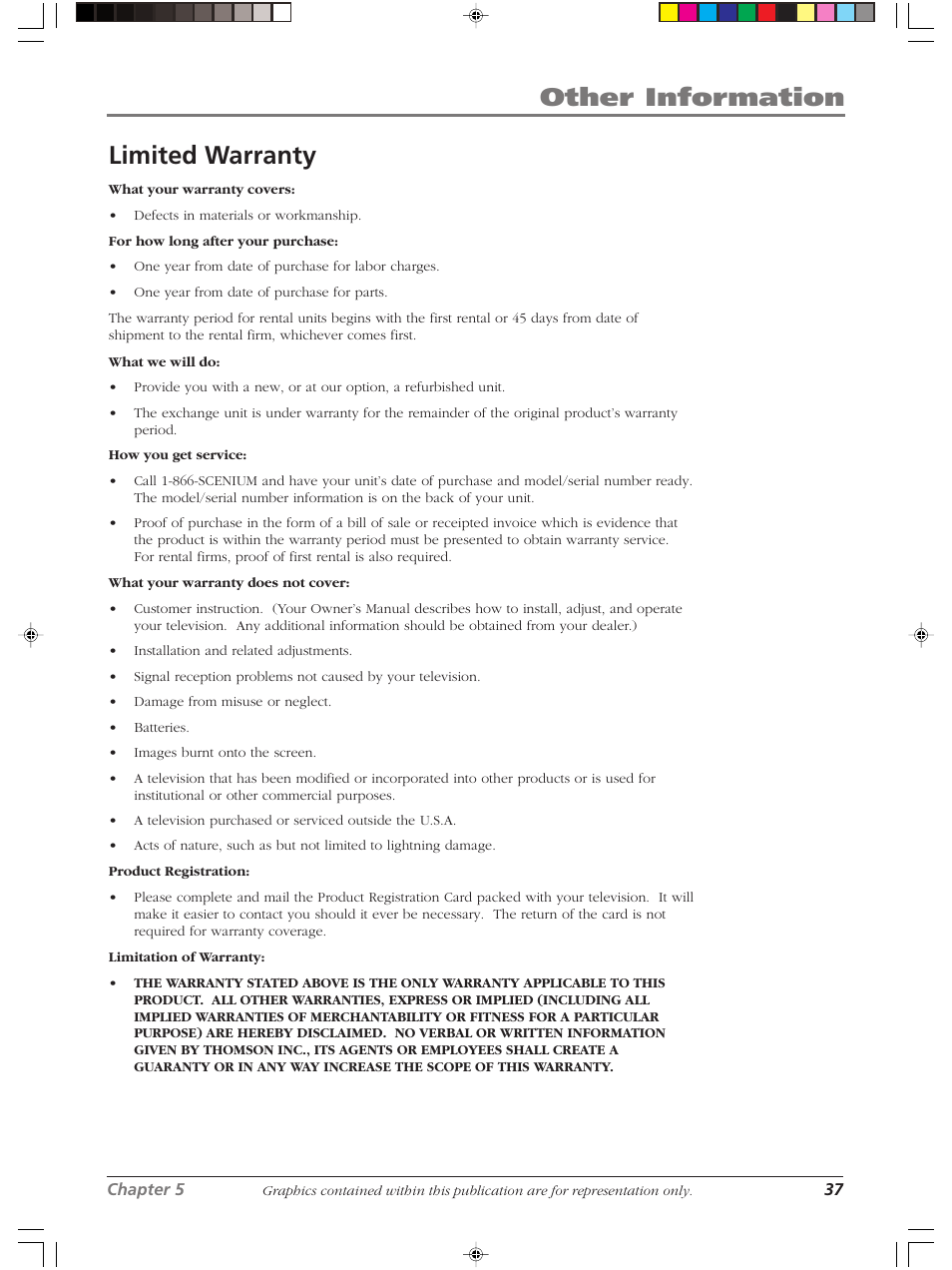 Other information, Limited warranty | RCA Scenium LCDX3022W User Manual | Page 41 / 44