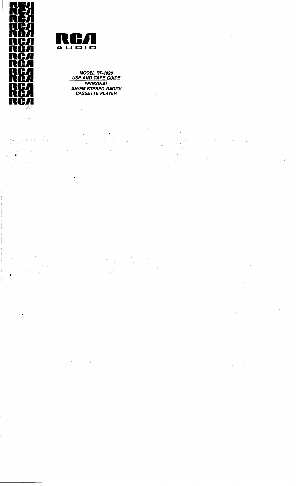 RCA RP-1820 User Manual | 20 pages