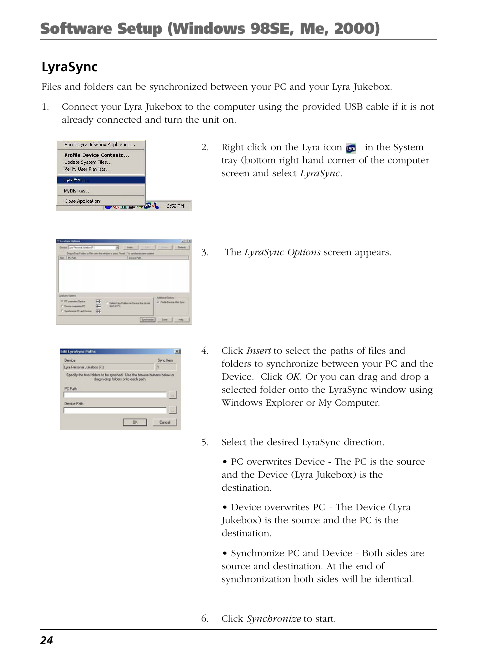 Lyrasync | RCA Lyra RD2763FM User Manual | Page 24 / 62