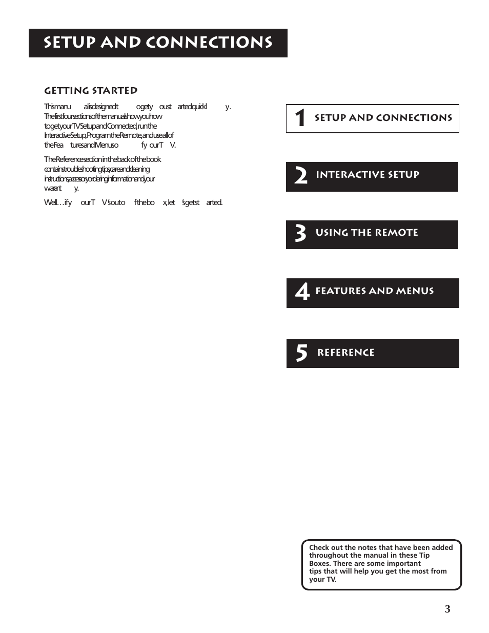 Setup and connections | RCA P46920BL  EN User Manual | Page 3 / 48