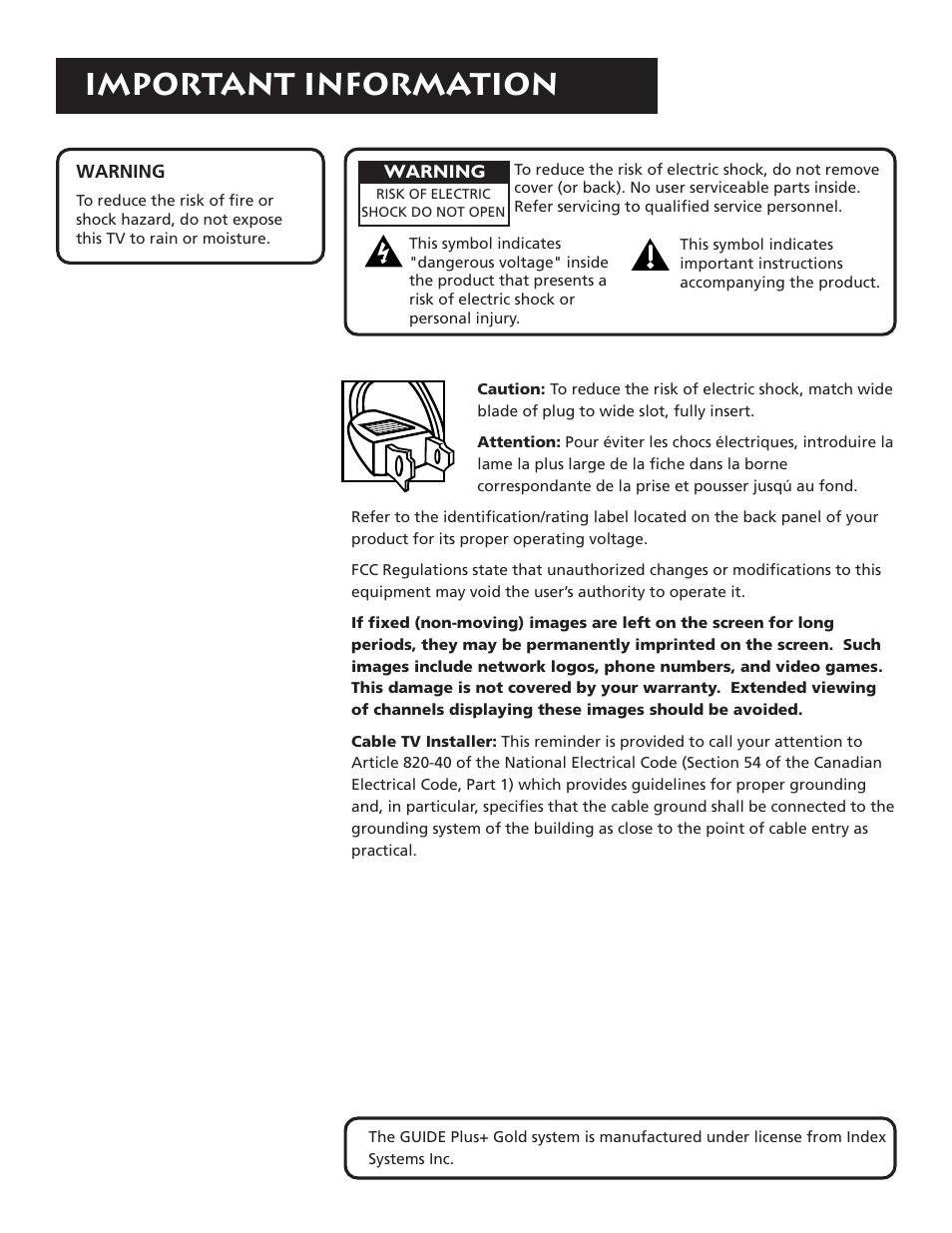 Important information | RCA P46920BL  EN User Manual | Page 48 / 48