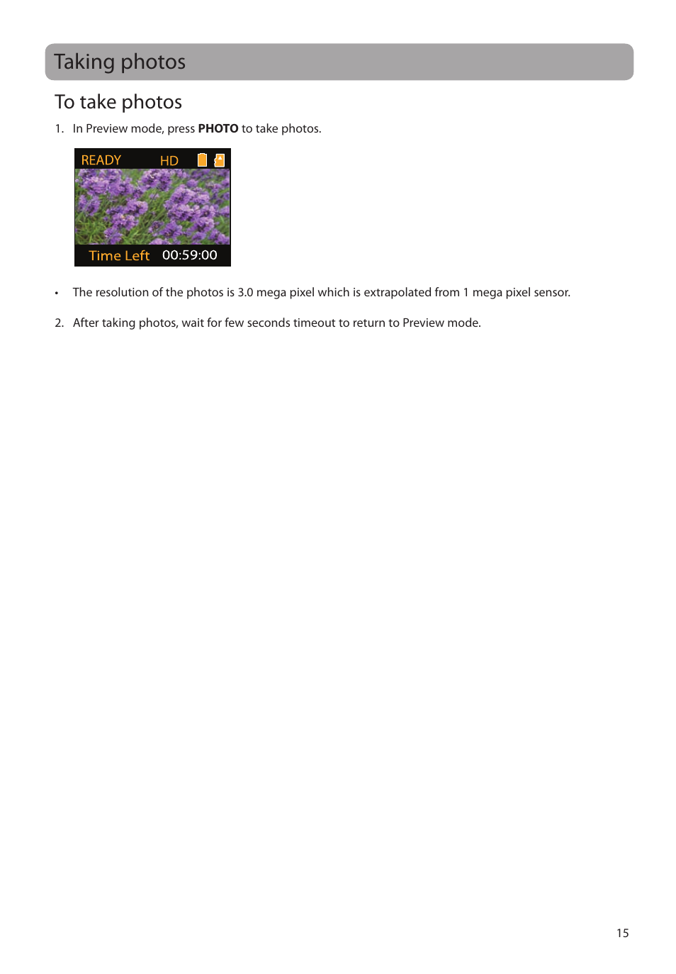 Taking photos, To take photos | RCA EZ2000BK User Manual | Page 16 / 29