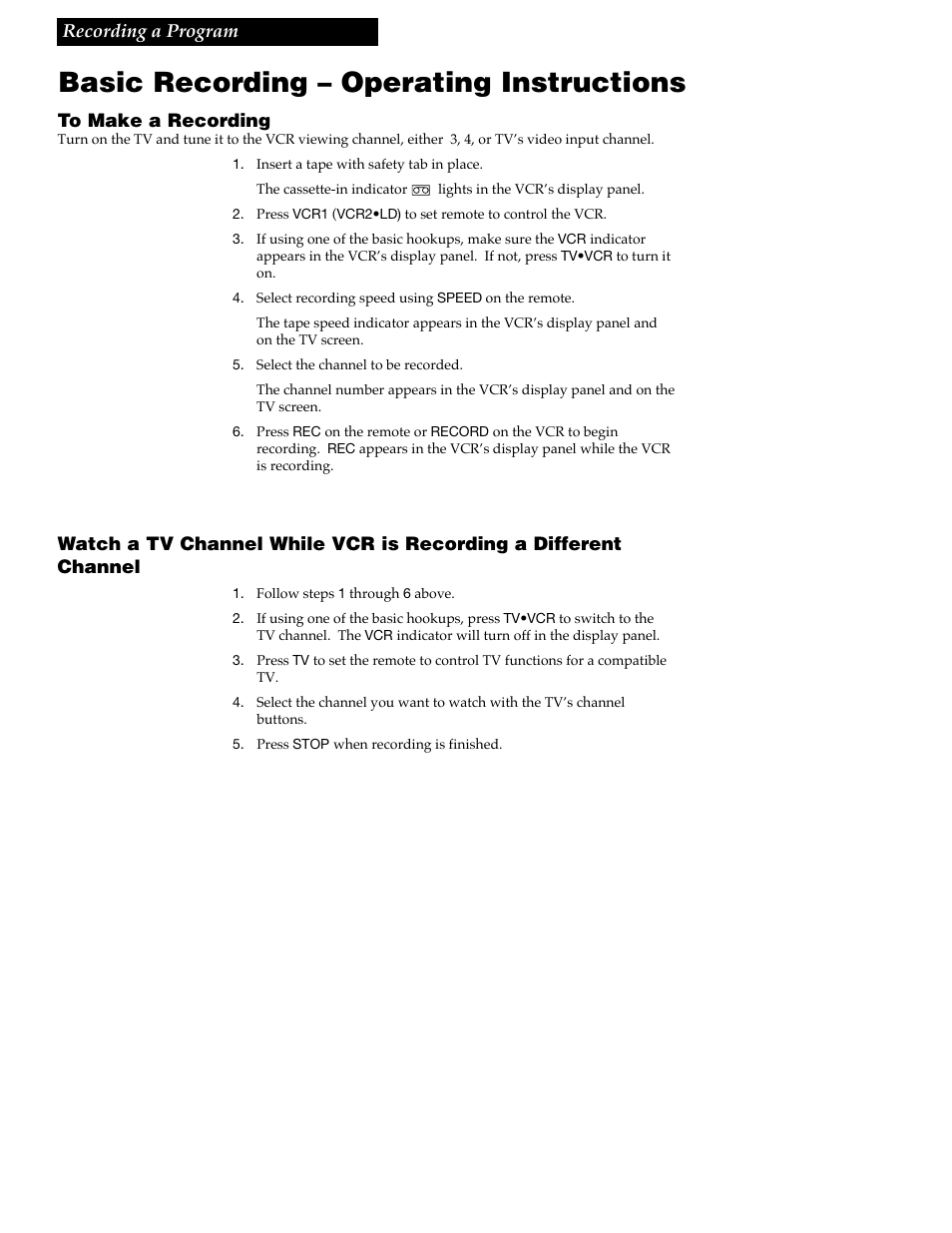 Basic recording – operating instructions | RCA VGM300 User Manual | Page 23 / 36