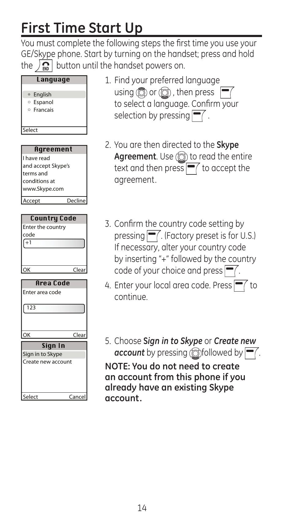 First time start up | RCA 28310 User Manual | Page 14 / 58