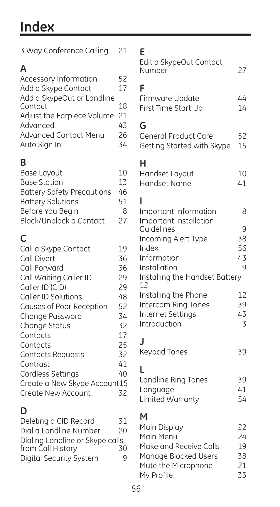 Index | RCA 28310 User Manual | Page 56 / 58