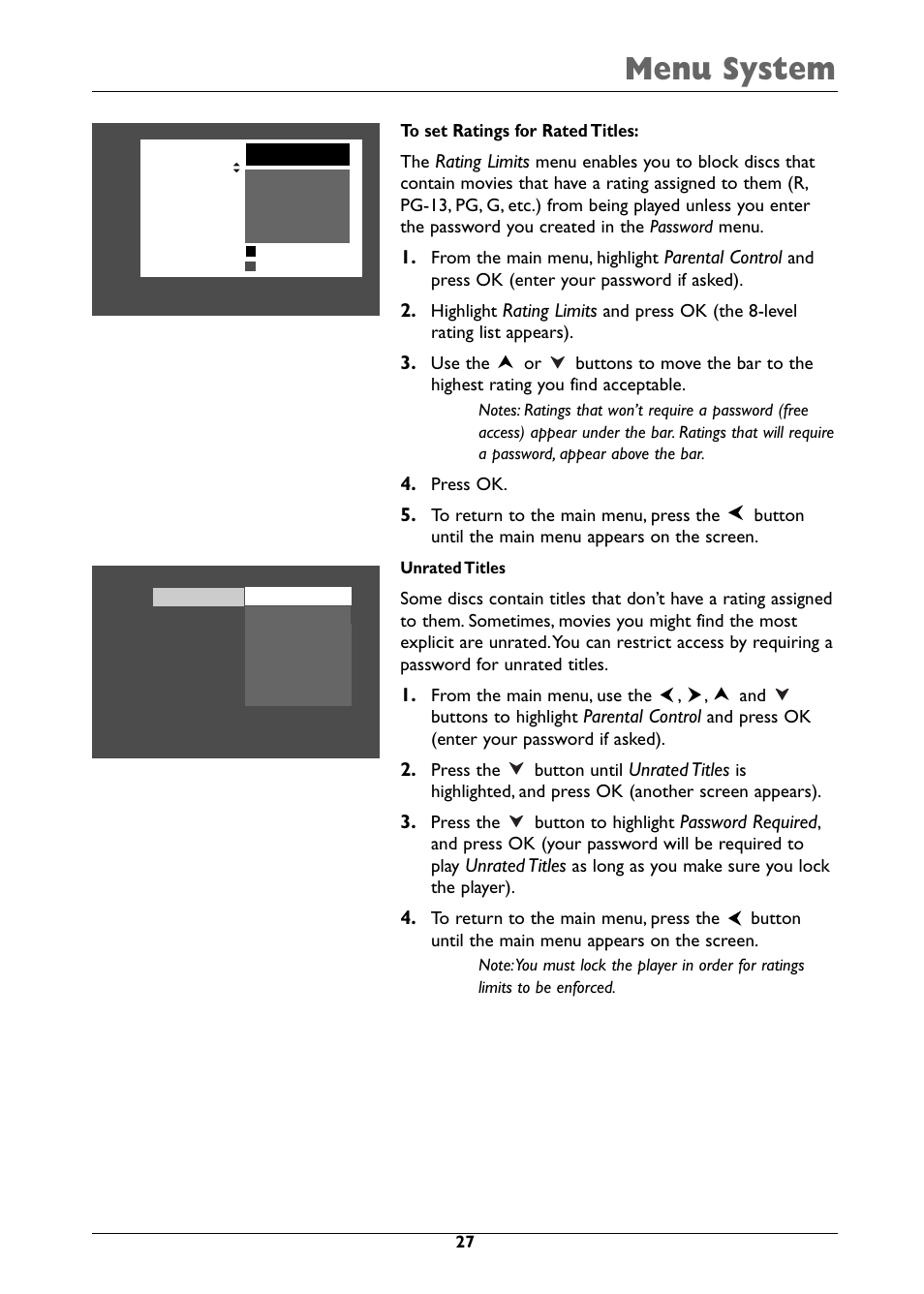 Menu system | RCA DRC310N User Manual | Page 29 / 44