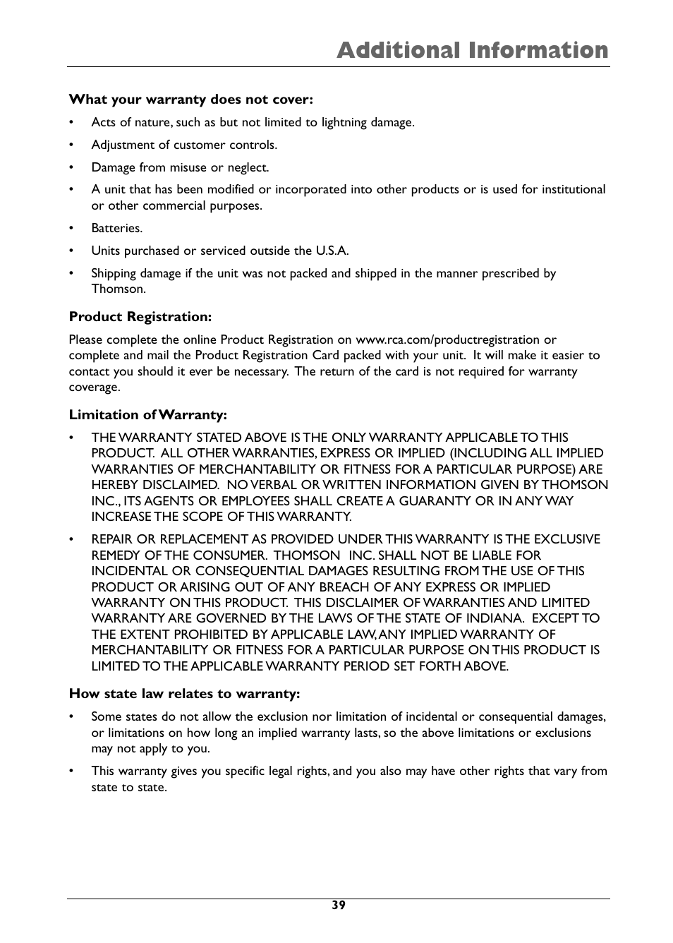 Additional information | RCA DRC310N User Manual | Page 41 / 44