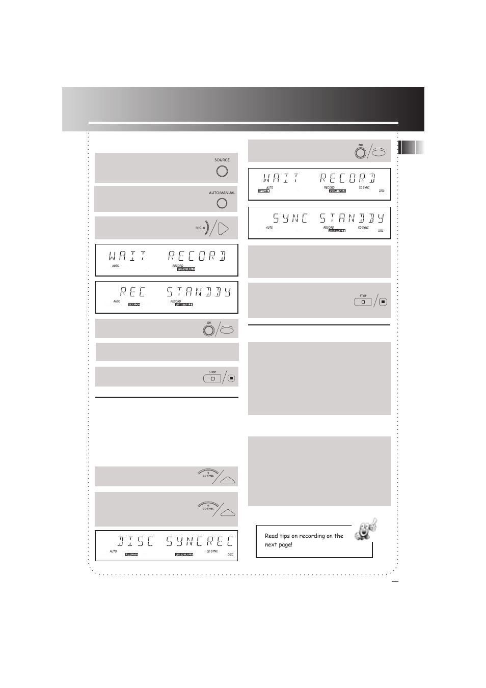 Recording, External recording mode, Program recording | Microphone recording | RCA 3-8120 User Manual | Page 12 / 19