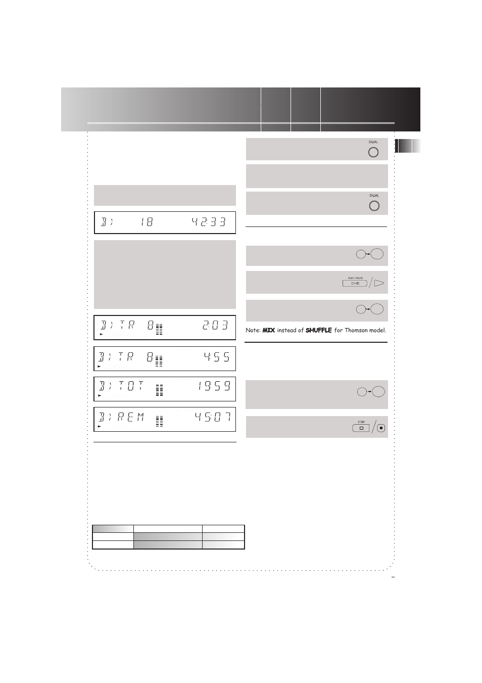 Playing, Basic operations, Special operations | Dual mode, Random play (shuffle/ mix), Introductory play | RCA 3-8120 User Manual | Page 8 / 19