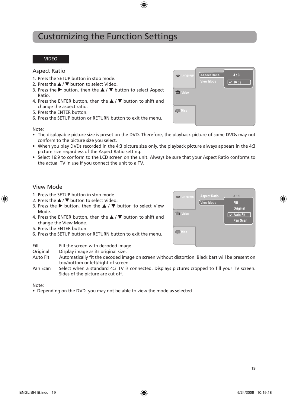 Customizing the function settings | RCA DRC69705 User Manual | Page 23 / 28