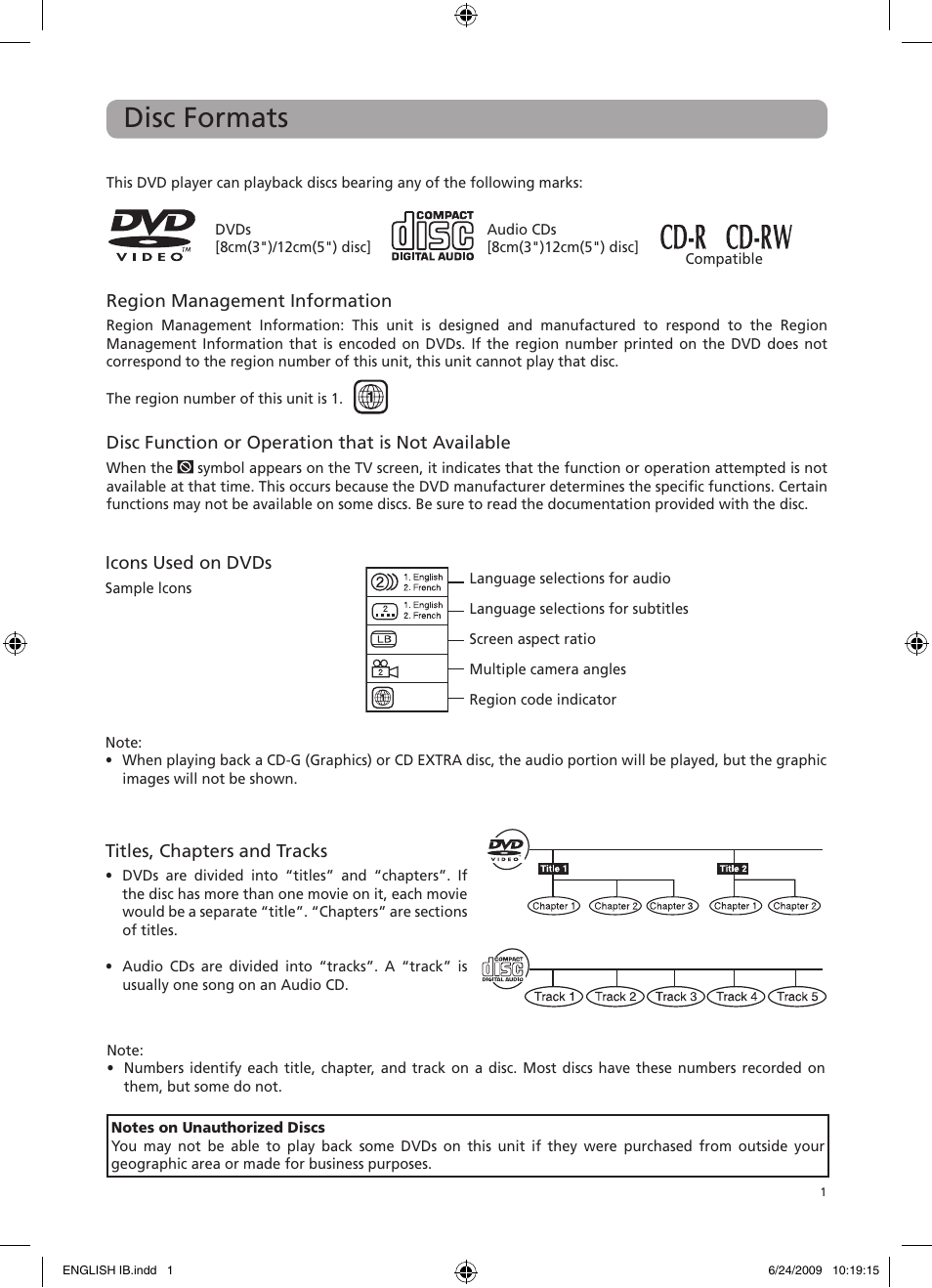 Disc formats | RCA DRC69705 User Manual | Page 5 / 28
