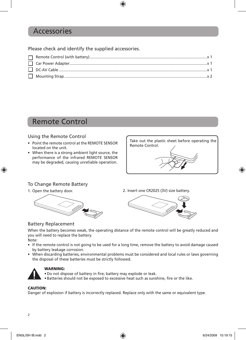 Accessories remote control | RCA DRC69705 User Manual | Page 6 / 28