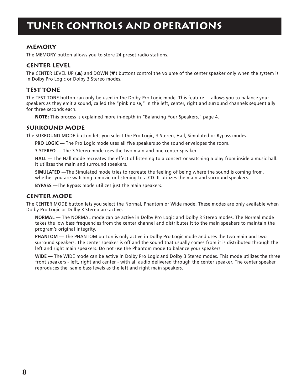 Tuner controls and operations | RCA RP-9380 User Manual | Page 10 / 32