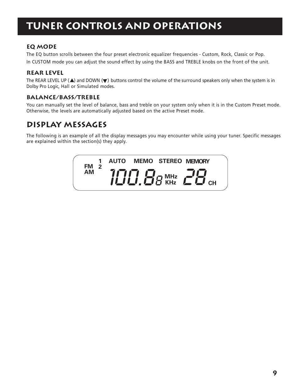 Tuner controls and operations | RCA RP-9380 User Manual | Page 11 / 32
