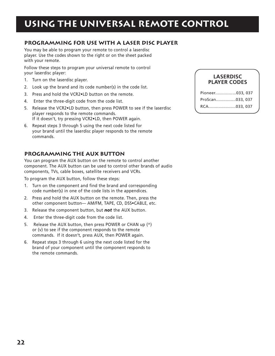 Using the universal remote control | RCA RP-9380 User Manual | Page 24 / 32