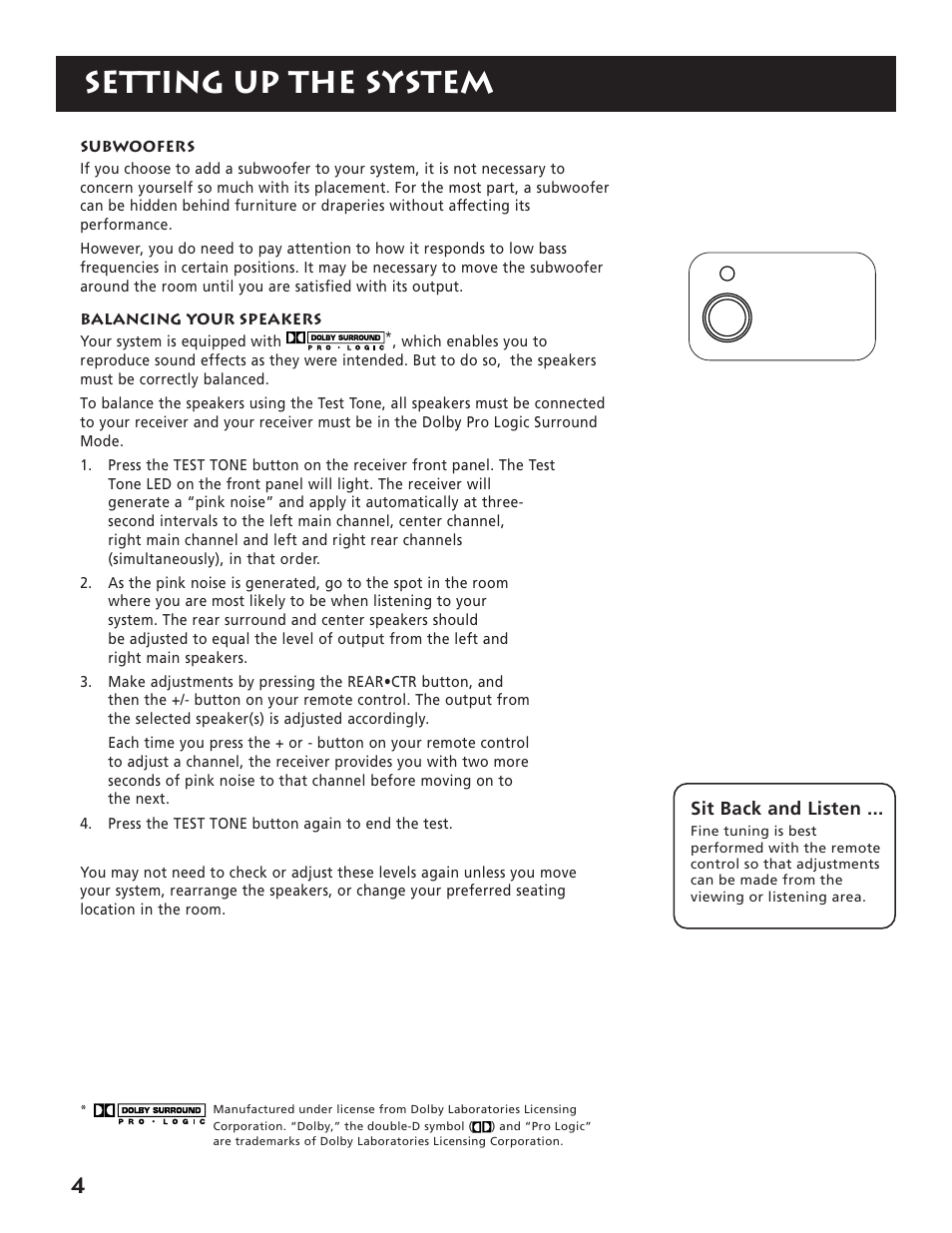 Setting up the system | RCA RP-9380 User Manual | Page 6 / 32