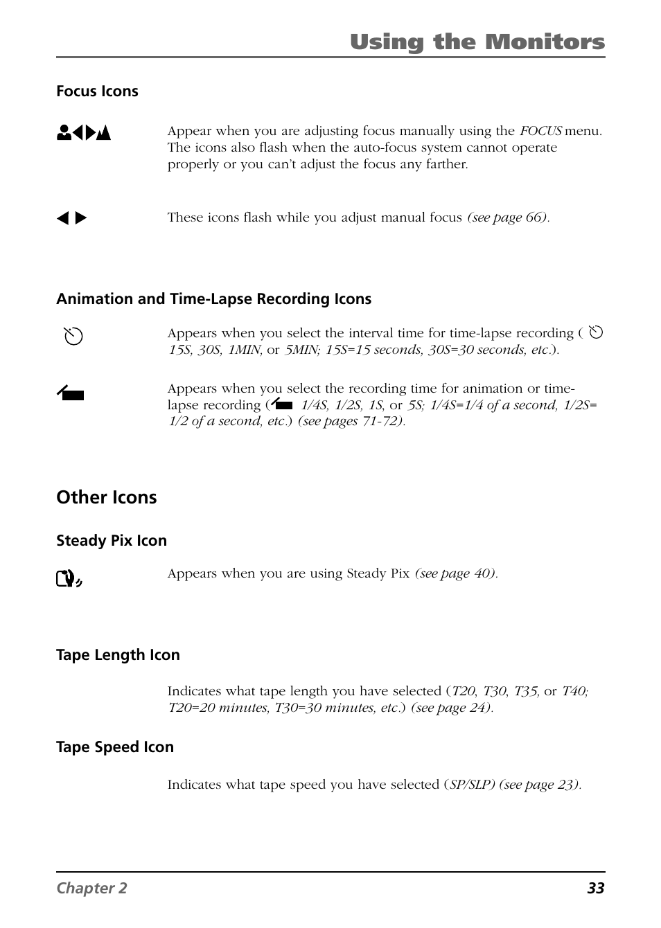 Other icons, Using the monitors | RCA CC6364/CC6374 User Manual | Page 35 / 104