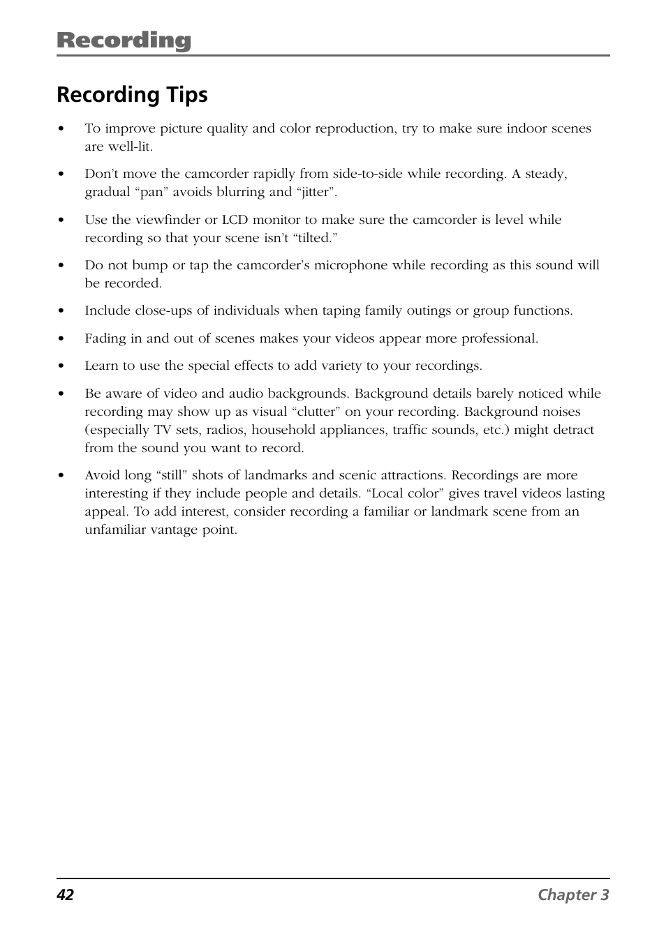 Recording tips, Recording | RCA CC6364/CC6374 User Manual | Page 44 / 104