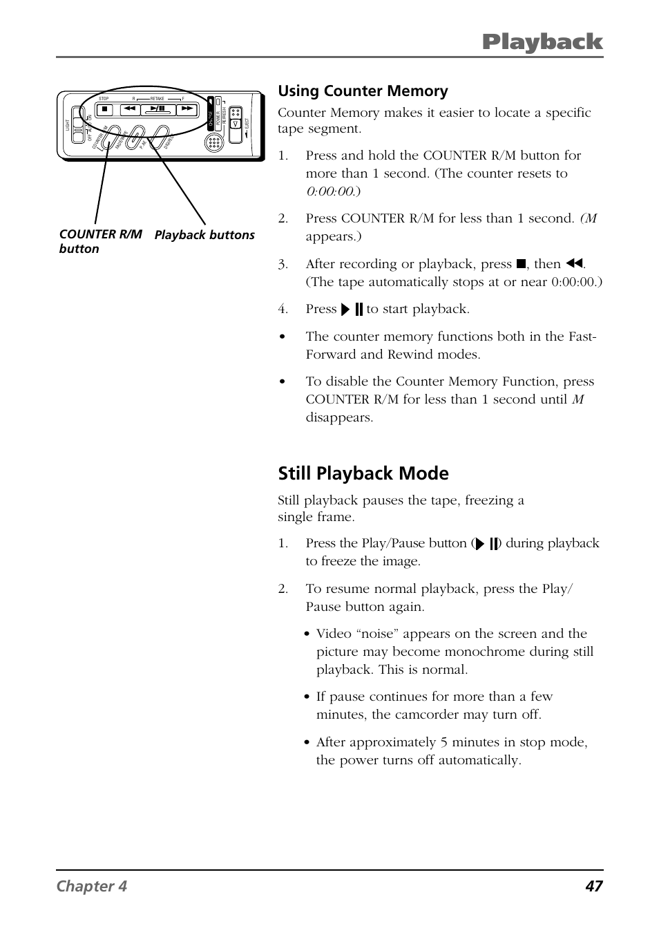 Still playback mode, Playback | RCA CC6364/CC6374 User Manual | Page 49 / 104