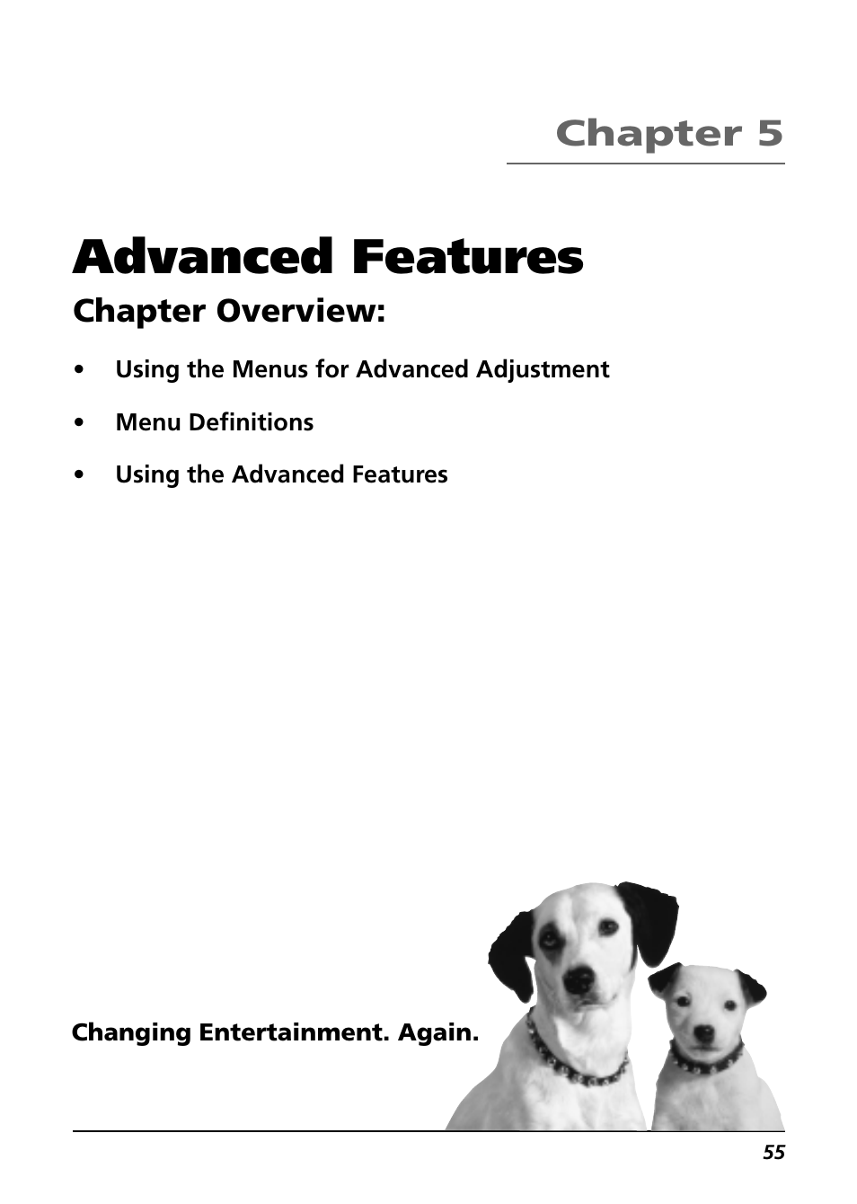 Advanced features, Chapter 5, Chapter overview | RCA CC6364/CC6374 User Manual | Page 57 / 104