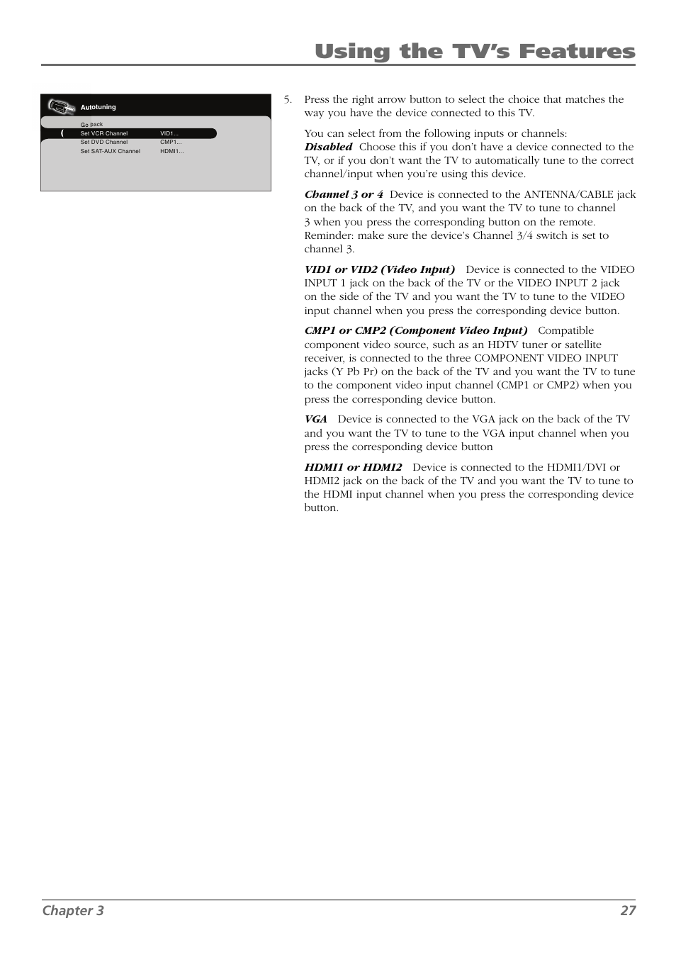 Using the tv’s features, Chapter 3 27 | RCA L42FHD28 User Manual | Page 27 / 48