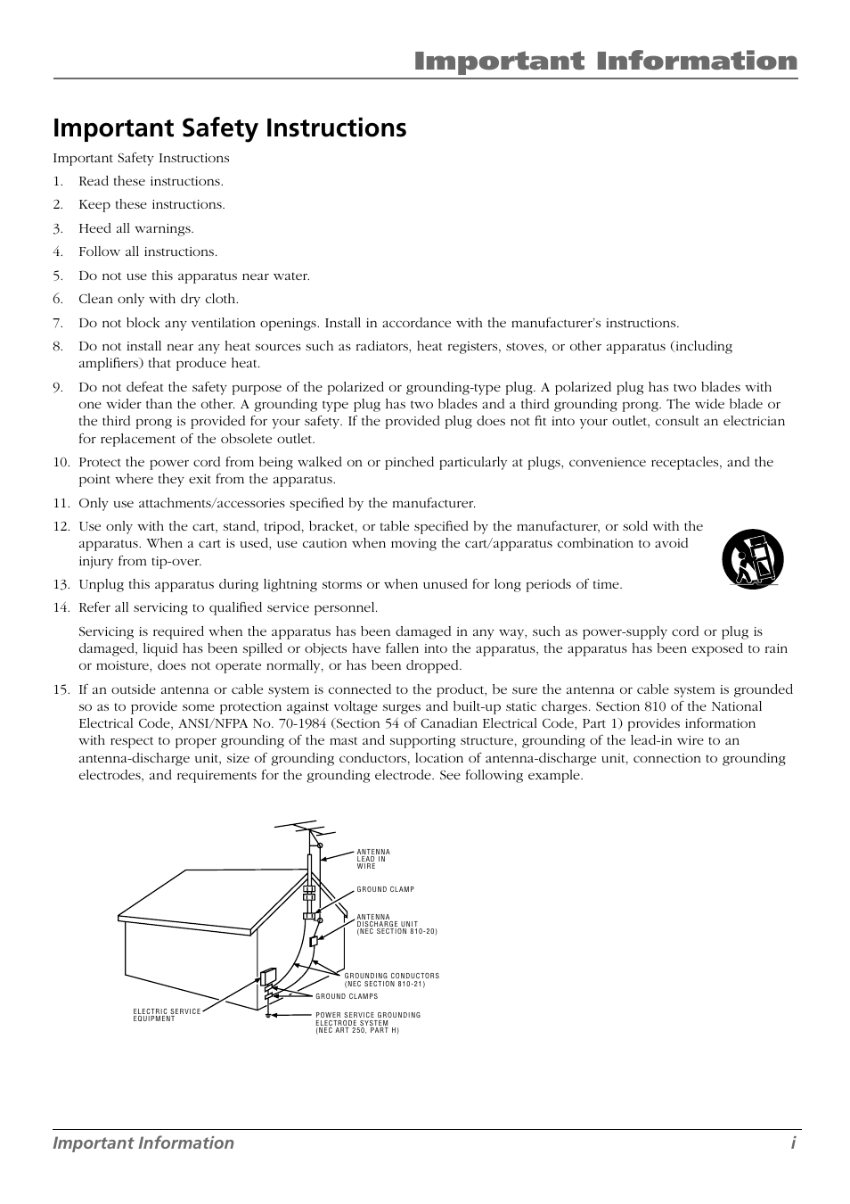 Important in for ma tion, Important safety instructions, Important information i | RCA L42FHD28 User Manual | Page 3 / 48