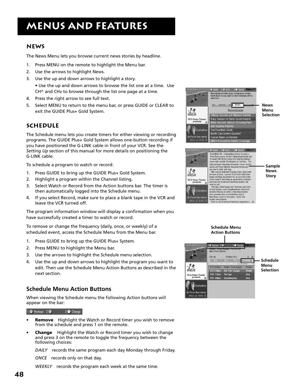 Menus and features | RCA MM27110 User Manual | Page 50 / 64