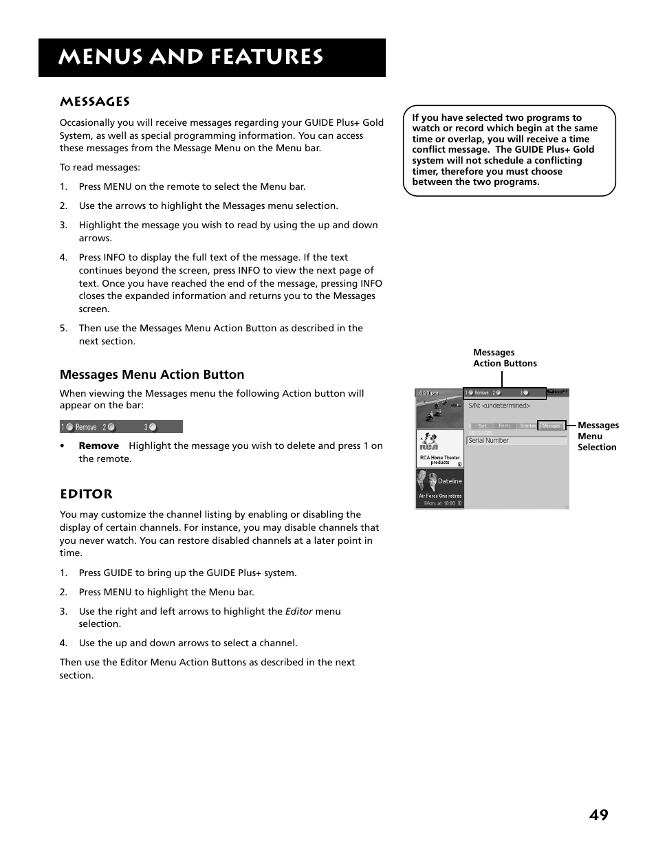Menus and features | RCA MM27110 User Manual | Page 51 / 64