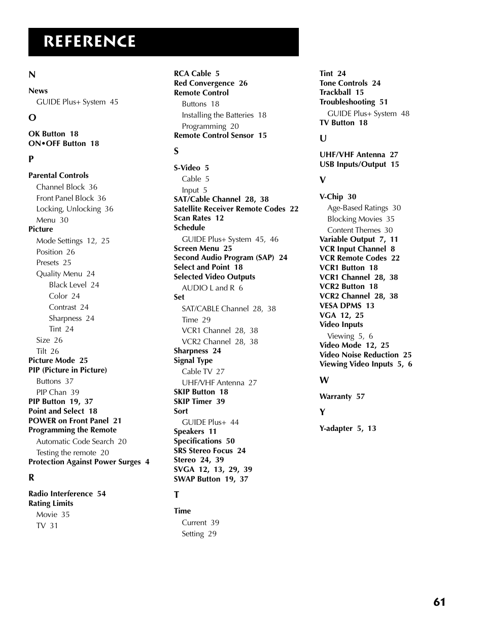 Reference | RCA MM27110 User Manual | Page 63 / 64