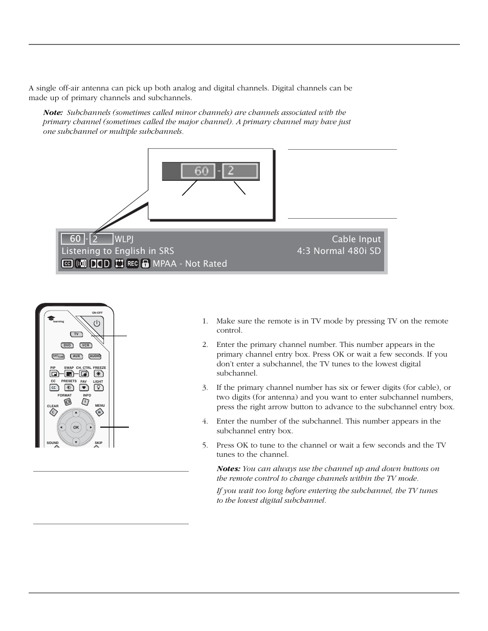 Using the tv’s features, Digital or analog tv channels, Direct tuning to a channel | Chapter 3 37 | RCA scenium User Manual | Page 39 / 96