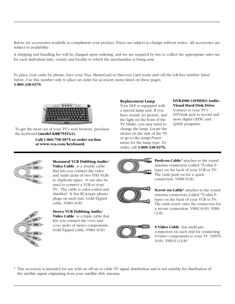 References, Accessory information, Custom dlp hdtv accessories | RCA scenium User Manual | Page 81 / 96