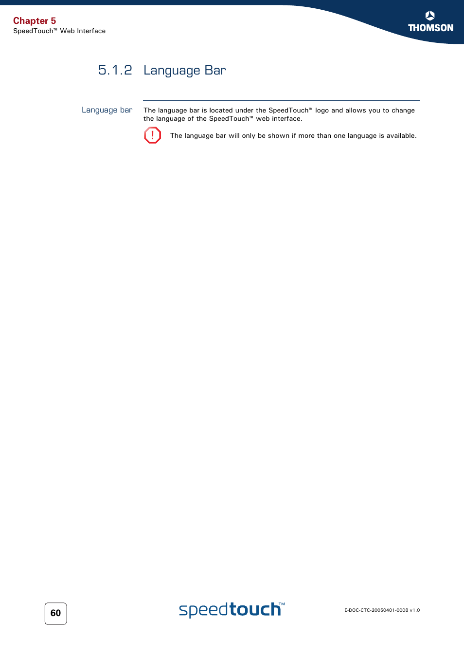 2 language bar, Language bar | RCA SpeedTouch 716v5 (WL) User Manual | Page 68 / 140