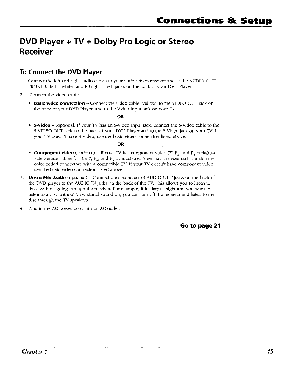 To connect the dvd player, Connections & setup | RCA RC5227P User Manual | Page 17 / 111